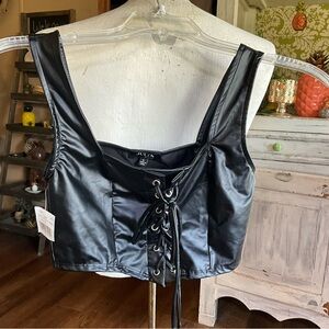 NWT Julia size small FAUX leather top